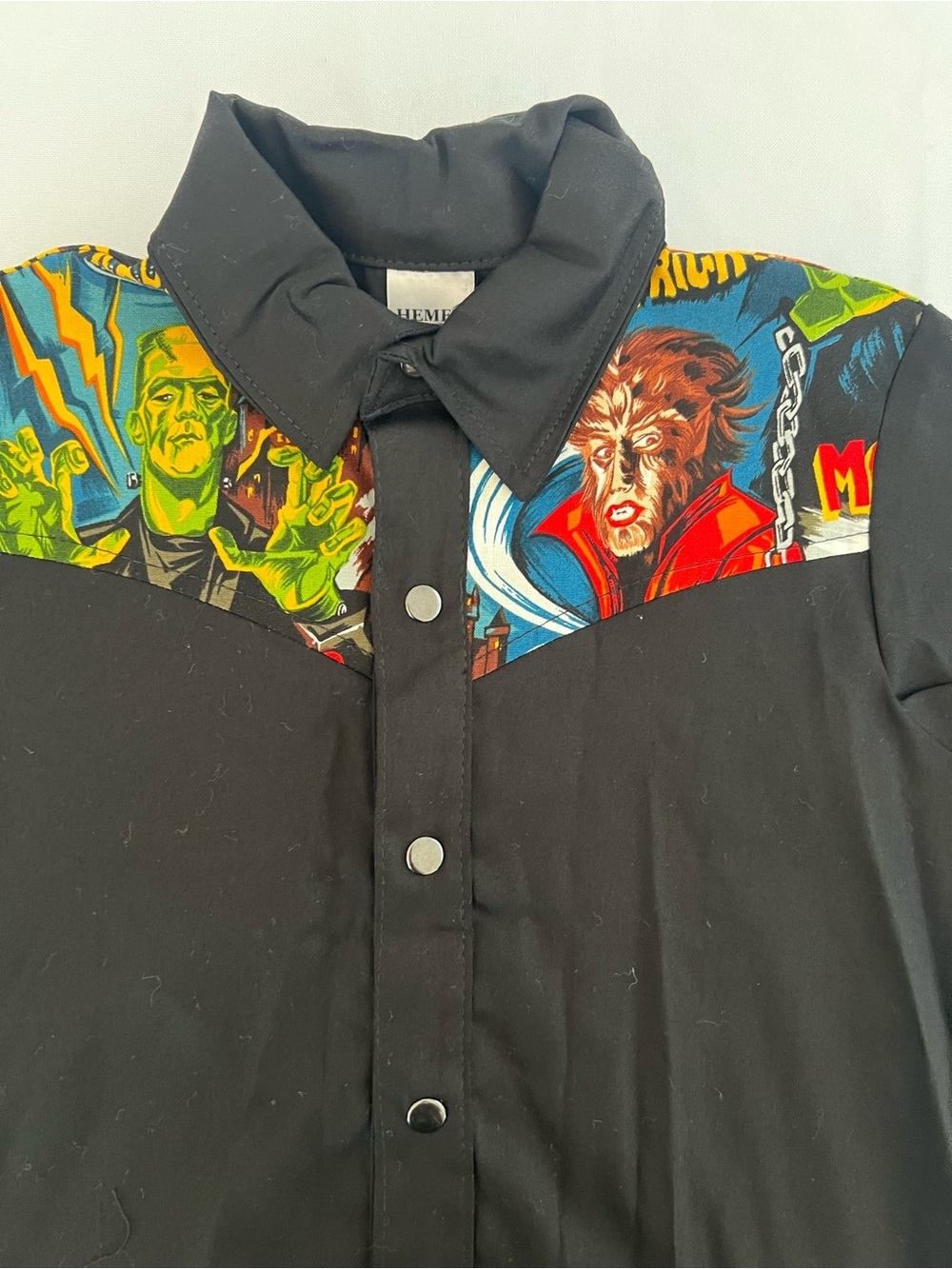 Hemet Graphic Button Down Monster Comic Print